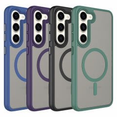 Samsung Galaxy S23 Kılıf Mat Arka Yüzey Wireless Şarj Özellikli Flet Magsafe Kapak