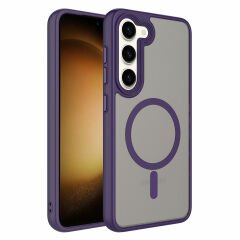 Samsung Galaxy S23 Kılıf Mat Arka Yüzey Wireless Şarj Özellikli Flet Magsafe Kapak