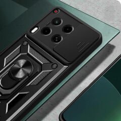 Tecno Camon 30 Kılıf Magnetik Standlı Kamera Korumalı Sürgülü Vega Kapak