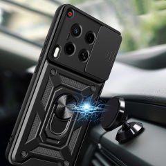 Tecno Camon 30 Kılıf Magnetik Standlı Kamera Korumalı Sürgülü Vega Kapak