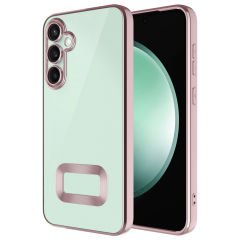 Samsung Galaxy A26 Logo Gösteren Parlak Kenarlı Kamera Lens Korumalı Şeffaf Omega Silikon Kapak