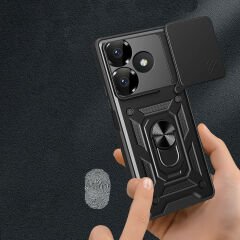 Xiaomi Redmi 13 4G Kılıf Magnetik Standlı Kamera Korumalı Sürgülü Vega Kapak