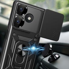 Xiaomi Redmi 13 4G Kılıf Magnetik Standlı Kamera Korumalı Sürgülü Vega Kapak
