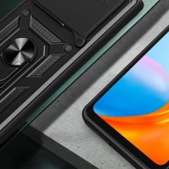 Xiaomi Redmi 13 4G Kılıf Magnetik Standlı Kamera Korumalı Sürgülü Vega Kapak