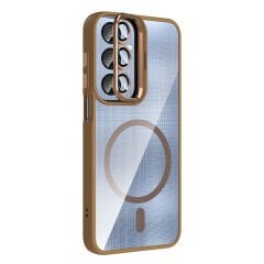 Samsung Galaxy A16 Kılıf Standlı ve Kamera Lens Hediyeli Kablosuz Şarj Özellikli Etro Kapak