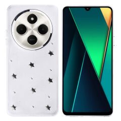 Xiaomi Redmi 14C 4G Kılıf Airbag Tasarımlı Simli Şeffaf Kutup Kapak