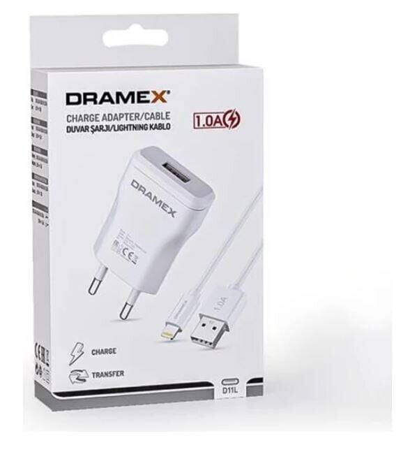 Dramex D11L Şarj Aleti Lightning Kablolu Set 1.0A 