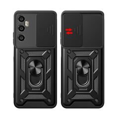 Realme C65 4G Kılıf Magnetik Standlı Kamera Korumalı Sürgülü Vega Kapak
