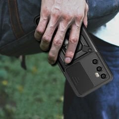 Realme C65 4G Kılıf Magnetik Standlı Kamera Korumalı Sürgülü Vega Kapak