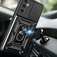 Realme C65 4G Kılıf Magnetik Standlı Kamera Korumalı Sürgülü Vega Kapak