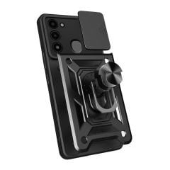 Tecno Spark 8C Kılıf Magnetik Standlı Kamera Korumalı Sürgülü Vega Kapak