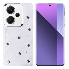 Xiaomi Redmi Note 13 Pro Plus 5G Kılıf Airbag Tasarımlı Simli Şeffaf Kutup Kapak