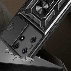 Tecno Spark 10 Pro Kılıf Magnetik Standlı Kamera Korumalı Sürgülü Vega Kapak