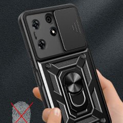 Tecno Spark 10 Pro Kılıf Magnetik Standlı Kamera Korumalı Sürgülü Vega Kapak