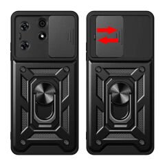 Tecno Spark 10 Pro Kılıf Magnetik Standlı Kamera Korumalı Sürgülü Vega Kapak