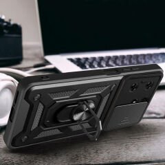 Tecno Spark 10 Pro Kılıf Magnetik Standlı Kamera Korumalı Sürgülü Vega Kapak