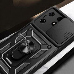 Tecno Spark 10 Pro Kılıf Magnetik Standlı Kamera Korumalı Sürgülü Vega Kapak