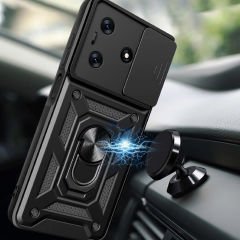 Tecno Spark 10C Kılıf Magnetik Standlı Kamera Korumalı Sürgülü Vega Kapak