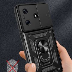 Tecno Spark 10C Kılıf Magnetik Standlı Kamera Korumalı Sürgülü Vega Kapak