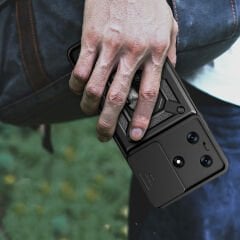 Tecno Spark 10C Kılıf Magnetik Standlı Kamera Korumalı Sürgülü Vega Kapak