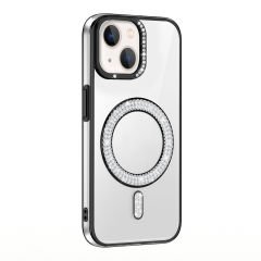 iPhone 14 Kılıf Pırlanta Taş Tasarımlı Kablosuz Şarj Özellikli Karetta Silikon Kapak