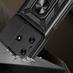 Tecno Spark 10 4G Kılıf Magnetik Standlı Kamera Korumalı Sürgülü Vega Kapak Kılıf