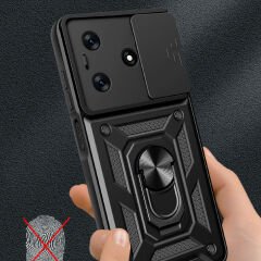 Tecno Spark 10 4G Kılıf Magnetik Standlı Kamera Korumalı Sürgülü Vega Kapak Kılıf