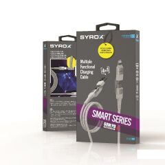 Syrox C142 60W PD Örgü 4 In 1 Çoklu Şarj Data Kablo USB To Type-C Type-C To Type-C Type-C To Lightning USB To Lightning