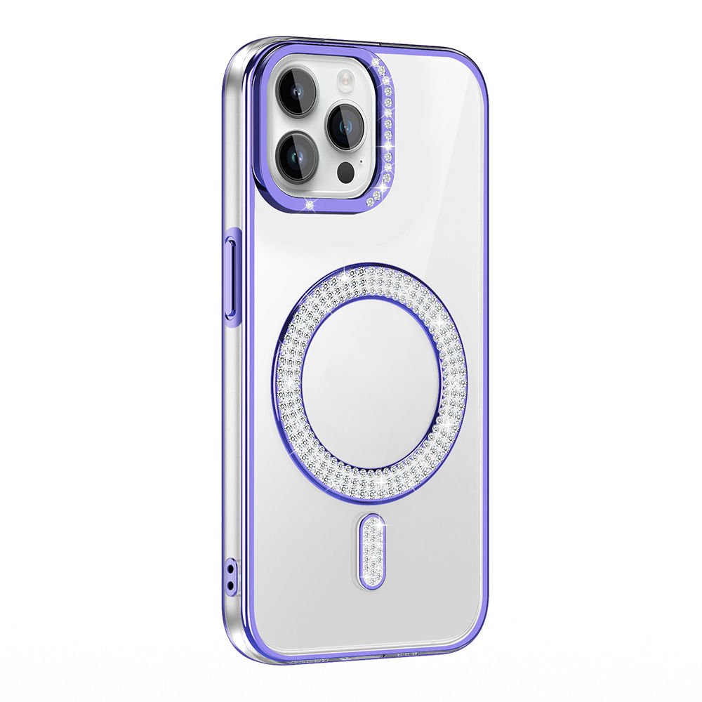 iPhone 12 Pro Kılıf Pırlanta Taş Tasarımlı Kablosuz Şarj Özellikli Karetta Silikon Kapak