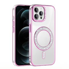 iPhone 12 Pro Kılıf Pırlanta Taş Tasarımlı Kablosuz Şarj Özellikli Karetta Silikon Kapak