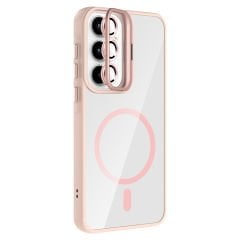 Samsung Galaxy A55 Kılıf Standlı ve Kamera Lens Hediyeli Kablosuz Şarj Özellikli Etro Kapak