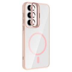 Samsung Galaxy A55 Kılıf Standlı ve Kamera Lens Hediyeli Kablosuz Şarj Özellikli Etro Kapak