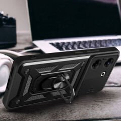 Tecno Camon 20 Pro 4G Kılıf Magnetik Standlı Kamera Korumalı Sürgülü Vega Kapak Kılıf