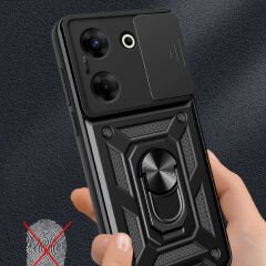 Tecno Camon 20 Pro 4G Kılıf Magnetik Standlı Kamera Korumalı Sürgülü Vega Kapak Kılıf