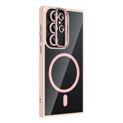 Samsung Galaxy S22 Ultra Kılıf Standlı ve Kamera Lens Hediyeli Kablosuz Şarj Özellikli Etro Kapak