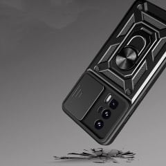 Xiaomi Poco F5 Pro Kılıf Magnetik Standlı Kamera Korumalı Sürgülü Vega Kapak Kılıf