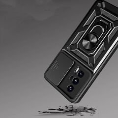Xiaomi Poco F5 Pro Kılıf Magnetik Standlı Kamera Korumalı Sürgülü Vega Kapak Kılıf