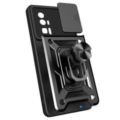 Xiaomi Poco F5 Pro Kılıf Magnetik Standlı Kamera Korumalı Sürgülü Vega Kapak Kılıf