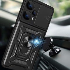 Xiaomi Poco F5 Kılıf Magnetik Standlı Kamera Korumalı Sürgülü Vega Kapak Kılıf