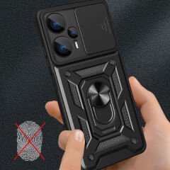 Xiaomi Poco F5 Kılıf Magnetik Standlı Kamera Korumalı Sürgülü Vega Kapak Kılıf