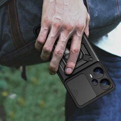 Xiaomi Poco F5 Kılıf Magnetik Standlı Kamera Korumalı Sürgülü Vega Kapak Kılıf