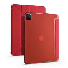 iPad Pro 12.9 2020 (4.Nesil) Kılıf Tri Folding Kalem Bölmeli Standlı Kılıf Lacivert