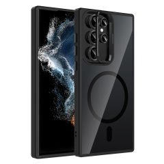 Samsung Galaxy S23 Ultra Kılıf Standlı ve Kamera Lens Hediyeli Kablosuz Şarj Özellikli Etro Kapak