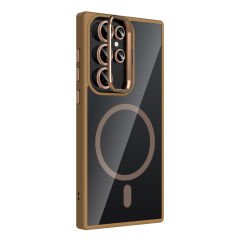 Samsung Galaxy S23 Ultra Kılıf Standlı ve Kamera Lens Hediyeli Kablosuz Şarj Özellikli Etro Kapak