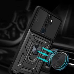 Oppo A5 2020 Kılıf Magnetik Standlı Kamera Korumalı Sürgülü Vega Kapak