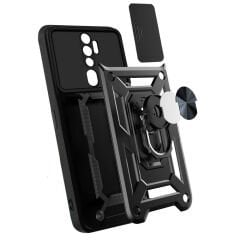 Oppo A5 2020 Kılıf Magnetik Standlı Kamera Korumalı Sürgülü Vega Kapak