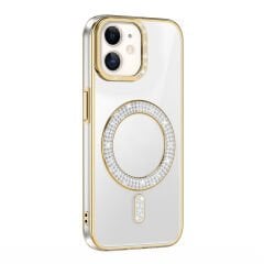 iPhone 11 Kılıf Pırlanta Taş Tasarımlı Kablosuz Şarj Özellikli Karetta Silikon Kapak