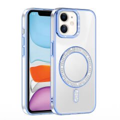 iPhone 11 Kılıf Pırlanta Taş Tasarımlı Kablosuz Şarj Özellikli Karetta Silikon Kapak