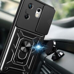 İnfinix Zero 30 4G  Kılıf Magnetik Standlı Kamera Korumalı Sürgülü Vega Kapak Kılıf