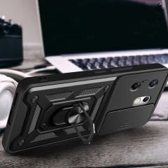 İnfinix Zero 30 4G  Kılıf Magnetik Standlı Kamera Korumalı Sürgülü Vega Kapak Kılıf